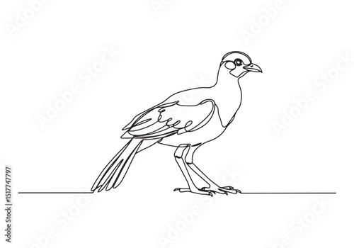 Elegant Bengal Florican Bird in a Seamless One-Line Drawing Depi