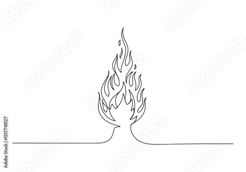 Continuous Line Drawing of Fire Flames an Abstract Illustration