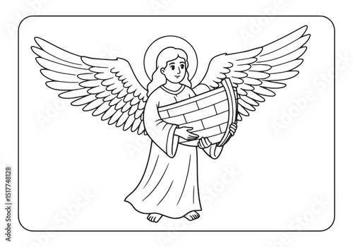 Angel Holding Ark Coloring Page for Kids, Religious Education Bl