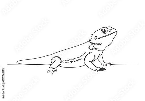 Elegant continuous line drawing of a Bearded Dragon Illustration