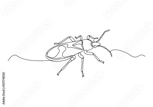Elegant minimalist one-line drawing of a bed bug with fine detai