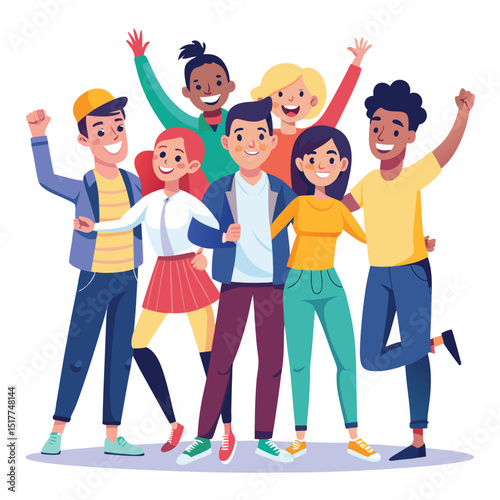 Diverse Group of Happy Teenagers Celebrating