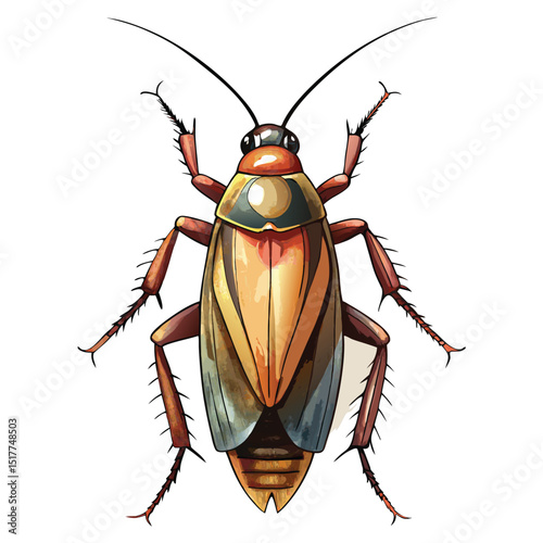 Stunning Watercolor Cockroach Detailed Insect Art Print Entomology Study Nature Wildlife Brown
