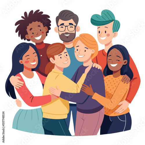 Diverse Group of Friends Hugging