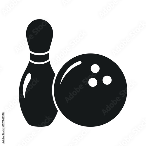 bowling ball and pins isolated silhouette vector on white background