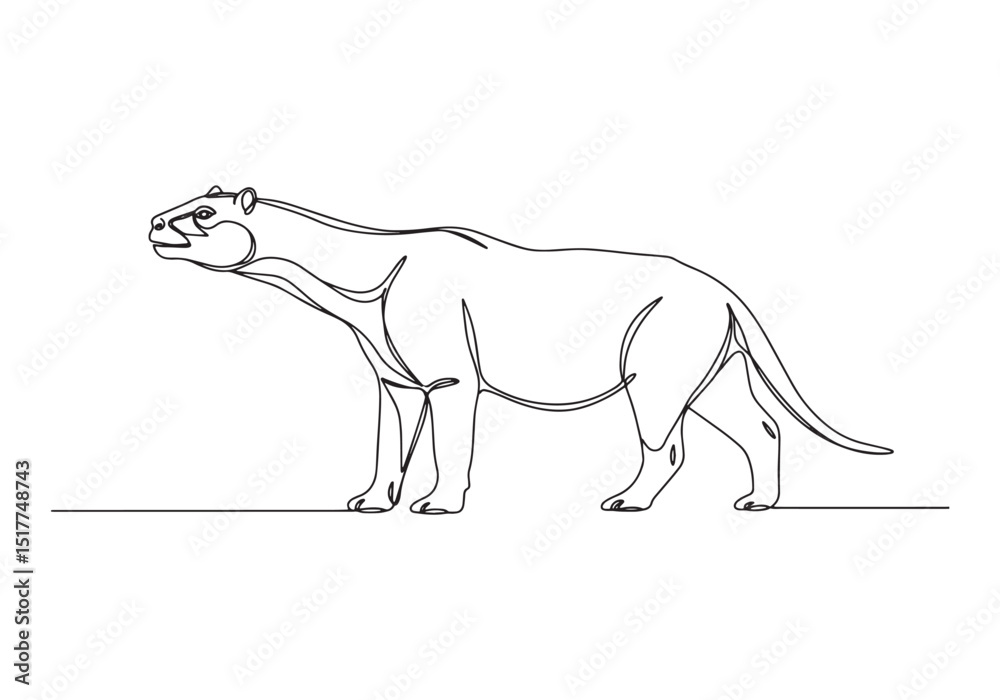 Fototapeta premium Elegant continuous line drawing of the Titanoboa, capturing move