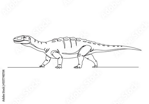 Elegant Continuous Line Drawing of Prestosuchus, A Minimalist Ar