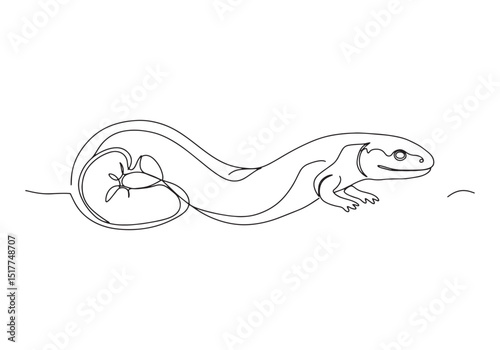 Elegant caecilian illustration in minimalistic oneline drawing s