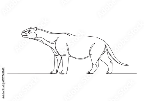Elegant continuous line drawing of the Titanoboa, capturing move