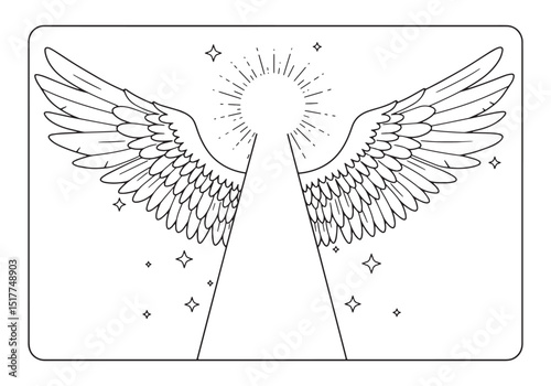 Seraphic Spread, Intricate Angel Wings in a Detailed Coloring Pa