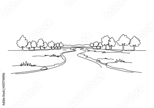 Serene landscape illustration featuring the Euphrates River in a
