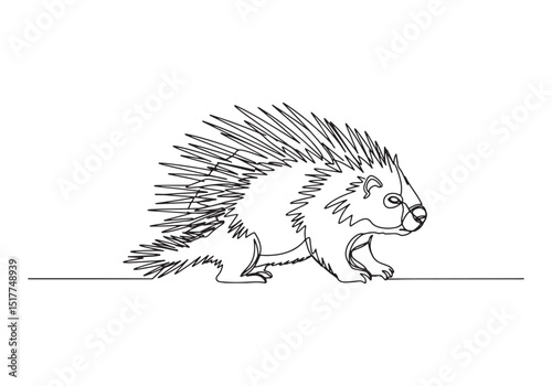Elegant oneline drawing of a porcupine displaying minimalism and