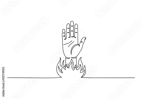 Burning Issues, A Hand Gesturing Stop Rising from Flames in Simp