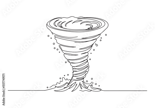 Continuous Line Drawing of Charybdis Whirlpool Giant Water Spout