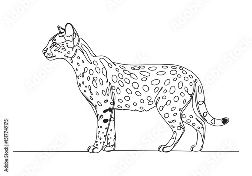 Wallpaper Mural Elegant Serengeti Cat, A Minimalist Continuous Line Art Illustra Torontodigital.ca