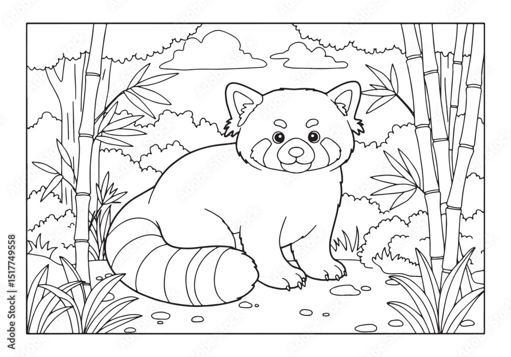 Adorable red panda coloring page, perfect for children's activit