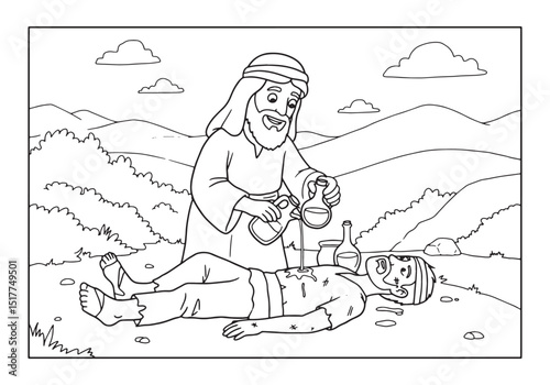 The Parable of the Good Samaritan, A Black and White Coloring Pa