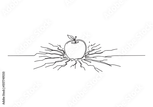 Conceptual illustration of a cracked apple using a continuous si