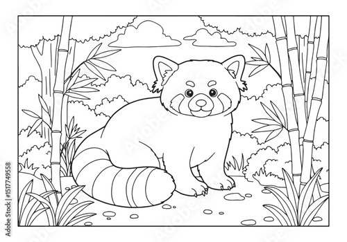 Adorable red panda coloring page, perfect for children's activit