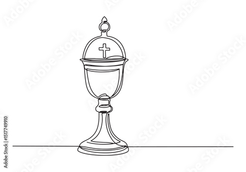 Elegant Ciborium Depicted in Minimalist Continuous Line Art Styl