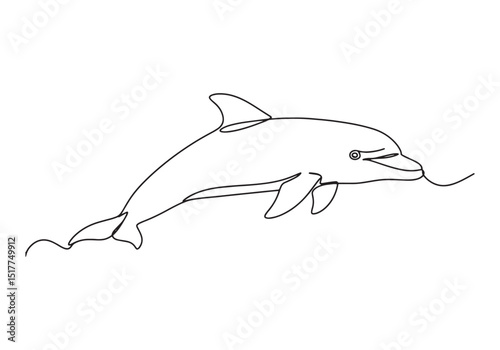 Elegant one-line drawing of a dolphin conveying simplicity and g
