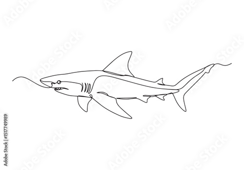 Elegant continuous line drawing of an angelshark aquatic animal,