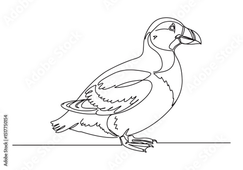 Elegant line art, A striking one-line drawing of the Great Auk b