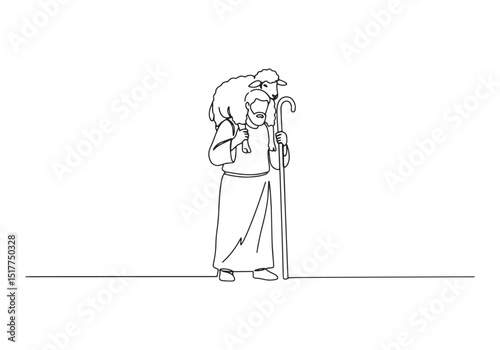 The Good Shepherd Carrying a Sheep on Shoulders in Continuous Li