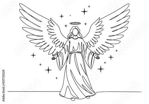 Elegant depiction of Kokabiel, fallen angel of stars, in continu