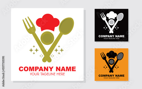 Logo for restaurant. Spoon, Fork and Plate Logo for Restaurant, Catering, Cafe and Food Service Branding. Logo Illustration