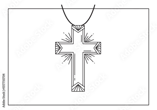 Elegant Cross Pendant Coloring Page for Adults and Childrens Ali