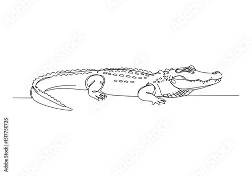 Elegant continuous line drawing of an alligator in minimalist st