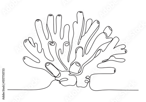 Minimalist Staghorn Coral Illustration in Continuous Line Drawin