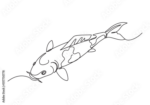 Elegant koi fish gracefully depicted in a continuous line drawin