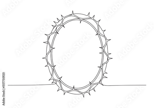 Continuous line drawing of a crown of thorns symbolizing sacrifi
