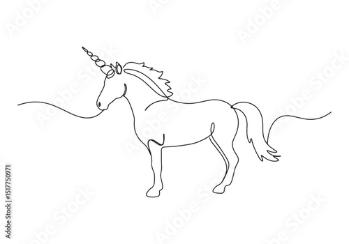 Elegant unicorn illustration with a continuous line drawing styl