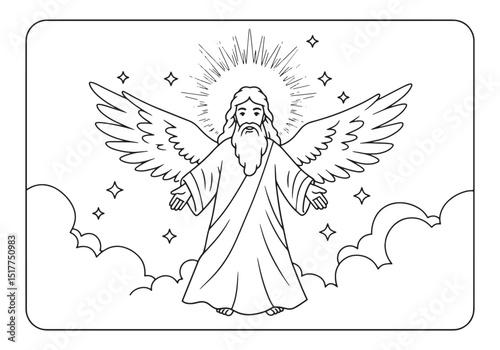 Celestial Angelic Figure Coloring Page for Children and Adults A