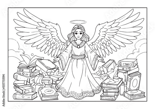 Raziel the Angel of Secrets coloring page for adults and childre