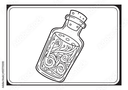 Intricate Potion Bottle Illustration for Coloring Books and Crea