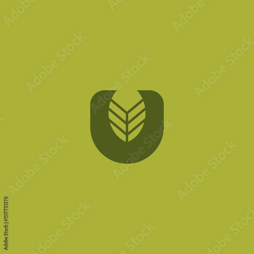 Letter U leaf Logo Nature Design
