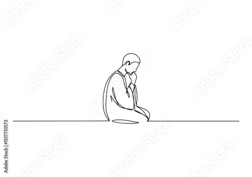 Lenten season with faith in continuous one-line drawing illustra