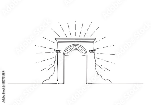 Heaven's Gate, A Continuous Line Drawing of an Open Portal with