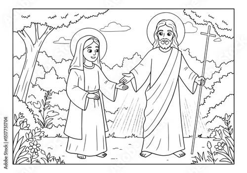 Mary and Jesus Together, A Detailed Coloring Page for Creative M