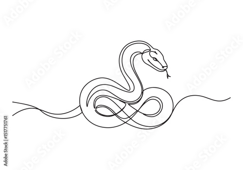 Minimalist Snake One Line Drawing, Symbol of Transformation and