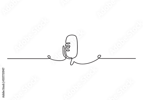 Continuous line drawing of a vintage microphone audio equipment