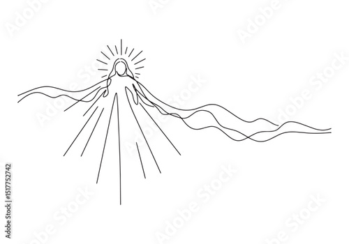 Elegant Continuous Line Drawing Depicting the Holy Spirit Concep