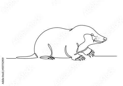 Elegant continuous line drawing of a mole animal for minimalisti