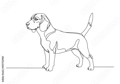 Elegant one-line drawing of a beagle, showcasing minimalist art