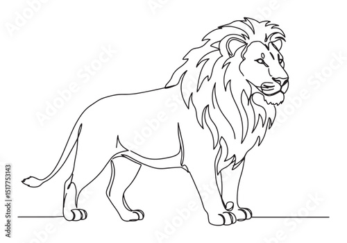 Elegant continuous line drawing illustration of a majestic lion