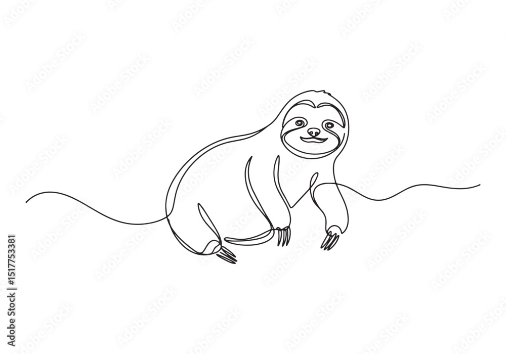 Obraz premium Minimalist continuous line drawing of a cute sloth illustration